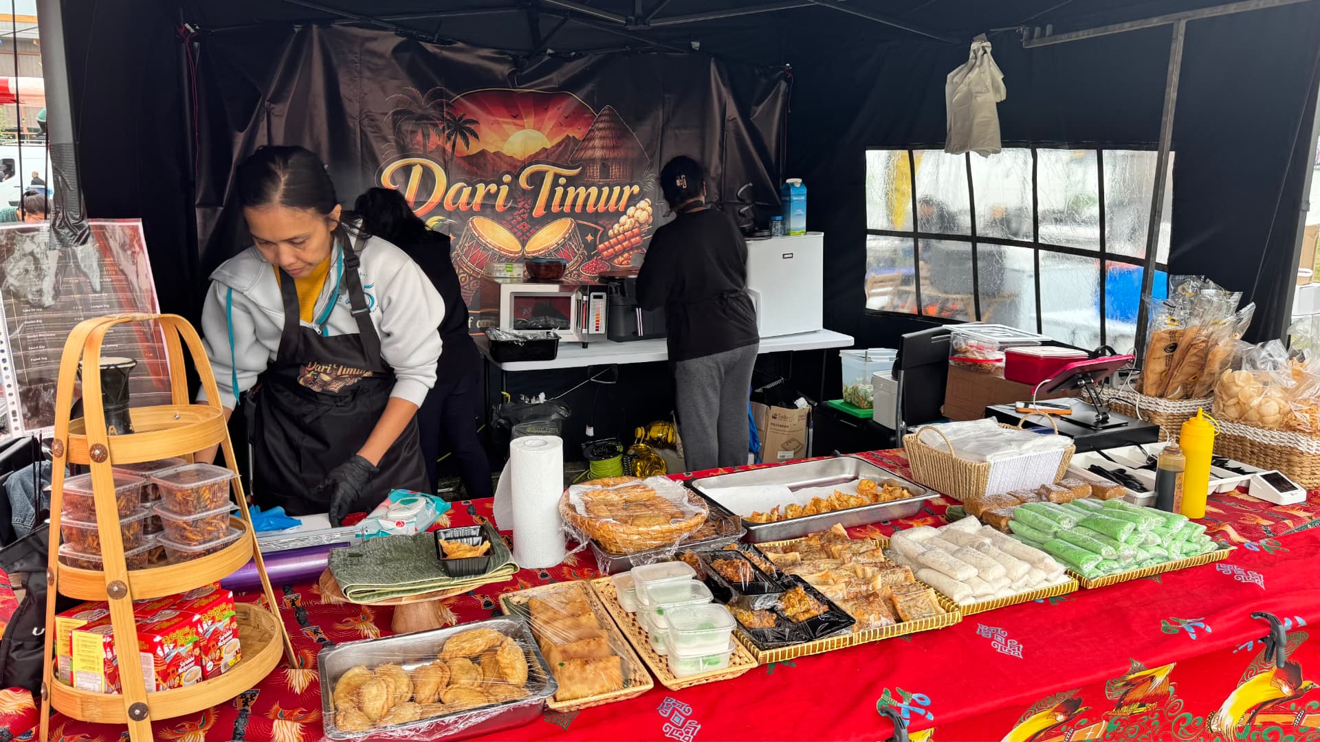 Our market stall — snacks and dishes fresh on the table